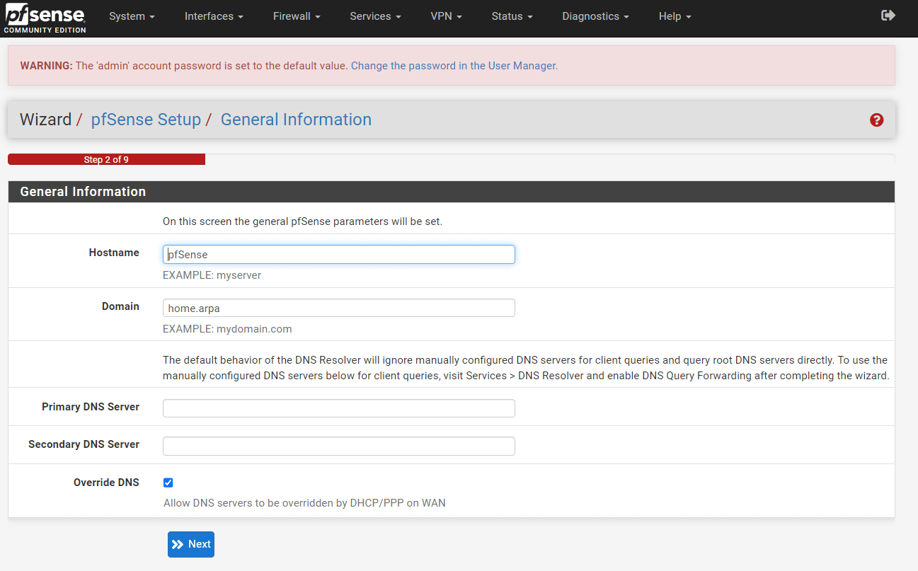 Setting Hostname-Domain and DNS