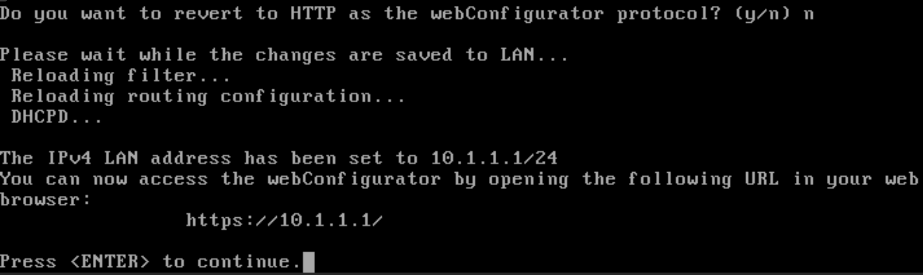 HTTPS setting for the pfSense web GUI