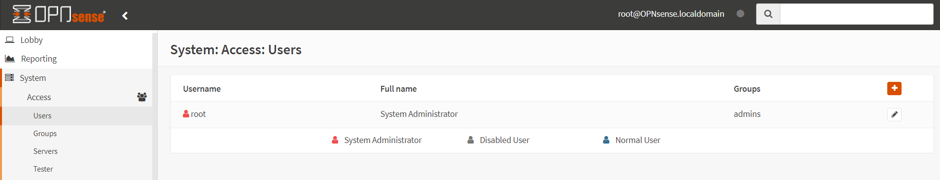 System Users Settings on OPNsense