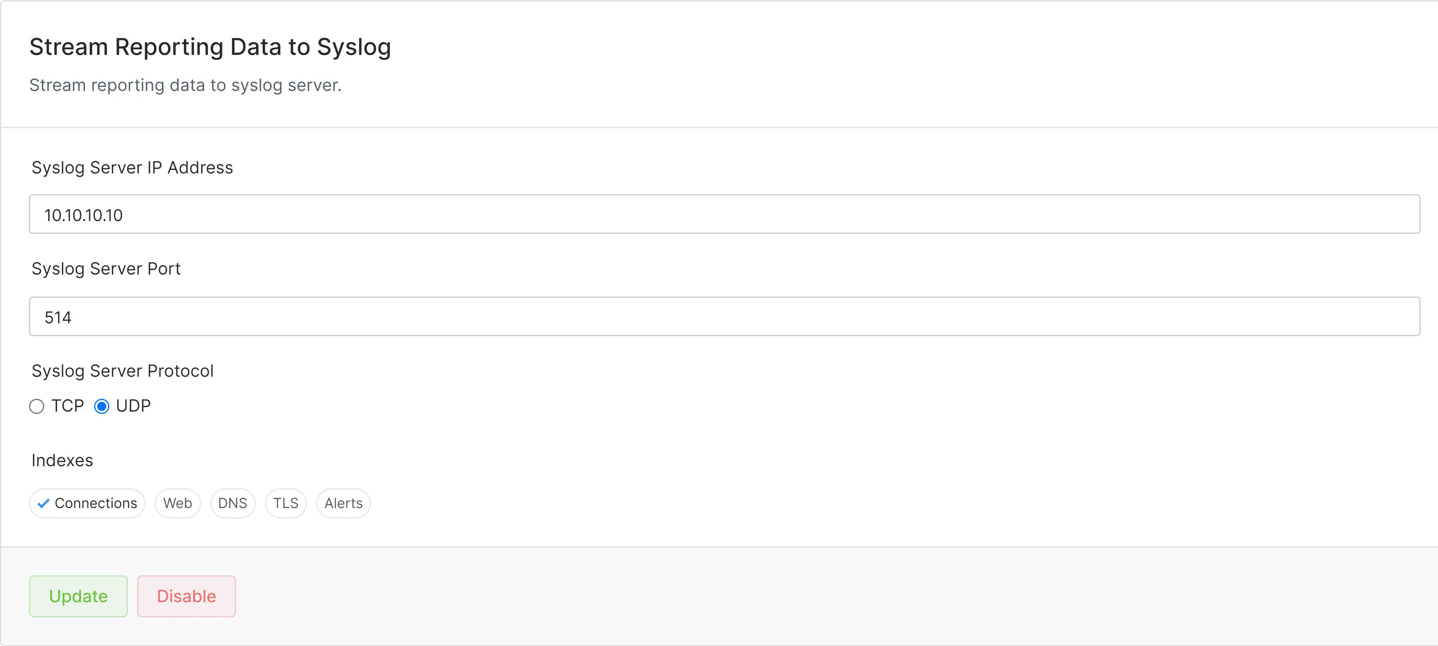Updating Syslog Server Configuration