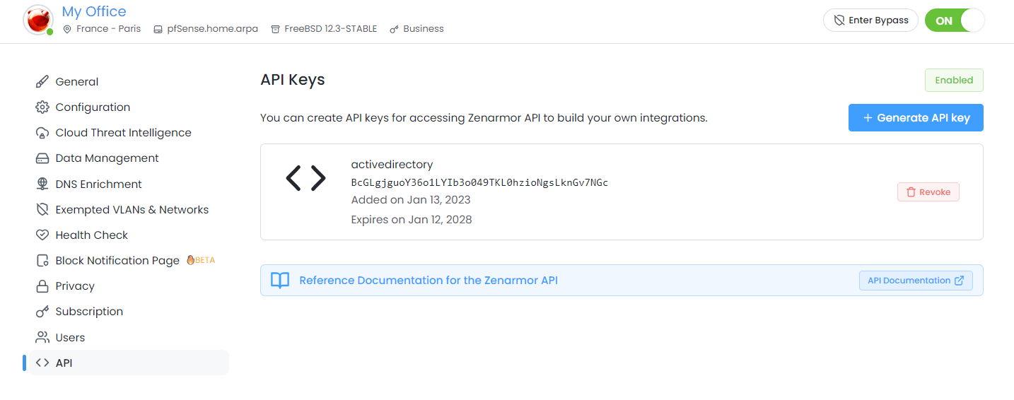 Viewing API Keys