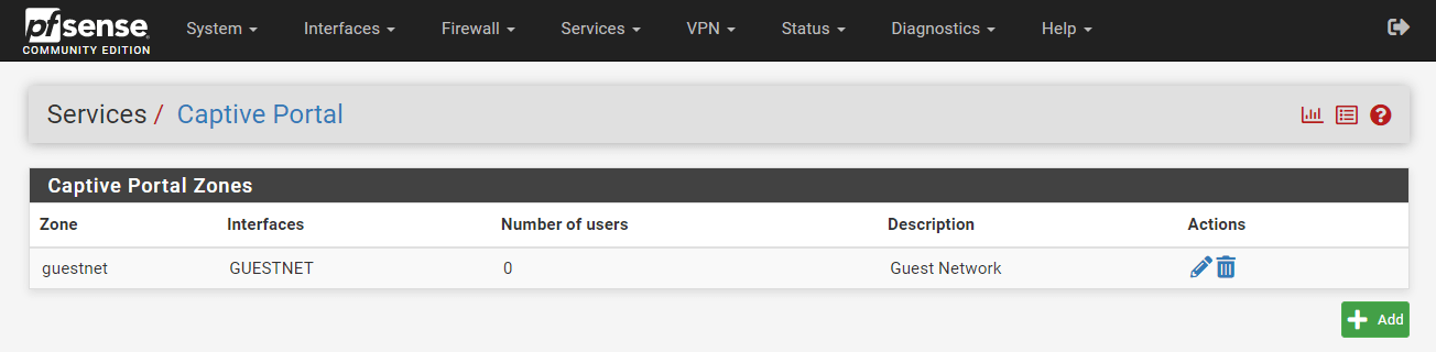 Viewing Captive Portal zones on pfSense Firewall