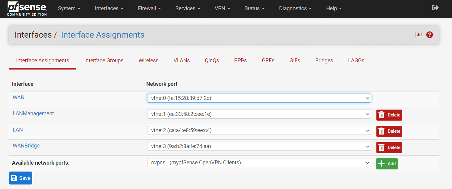 Viewing interfaces on pfSense® Software