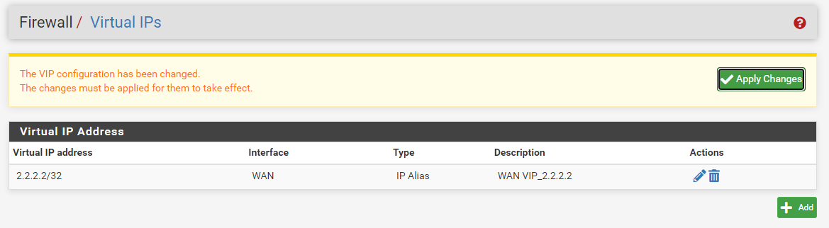 Virtual IP address settings on pfSense