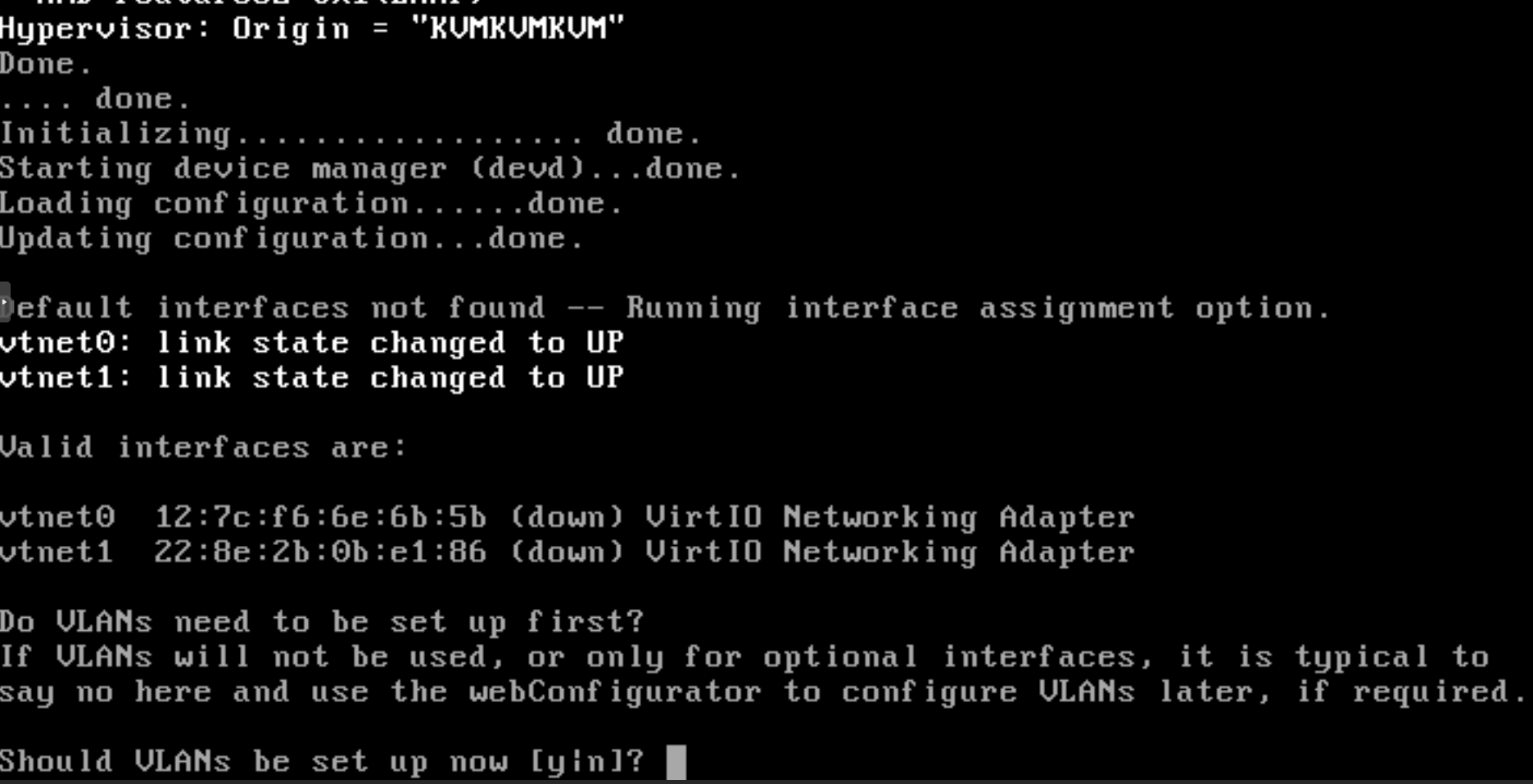 VLAN configuration for network interfaces of pfSense on CLI