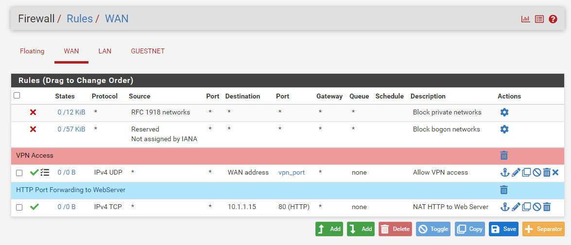 HTTP Port Forwarding Firewall Rule on WAN Interface