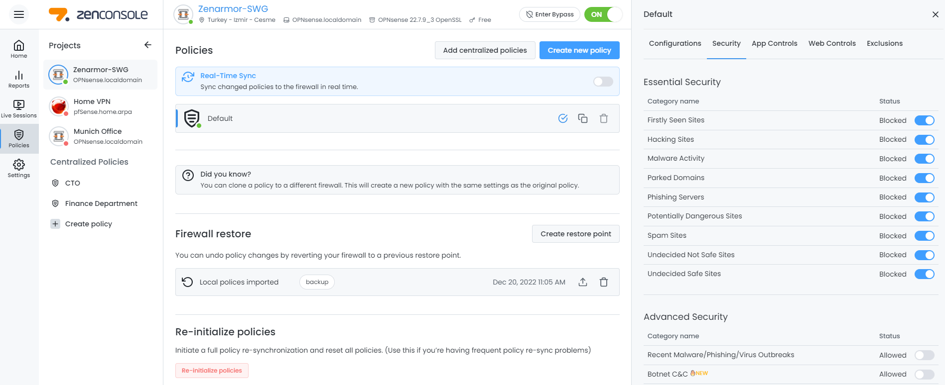Zenarmor SWG Policy Configuration on Zenconsole