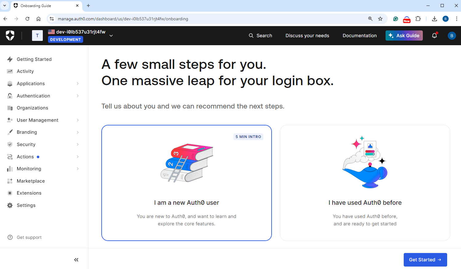 Auth0 Dashboard