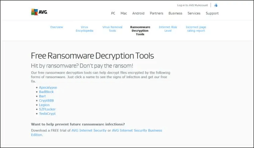 AVG Ransomware Decryption