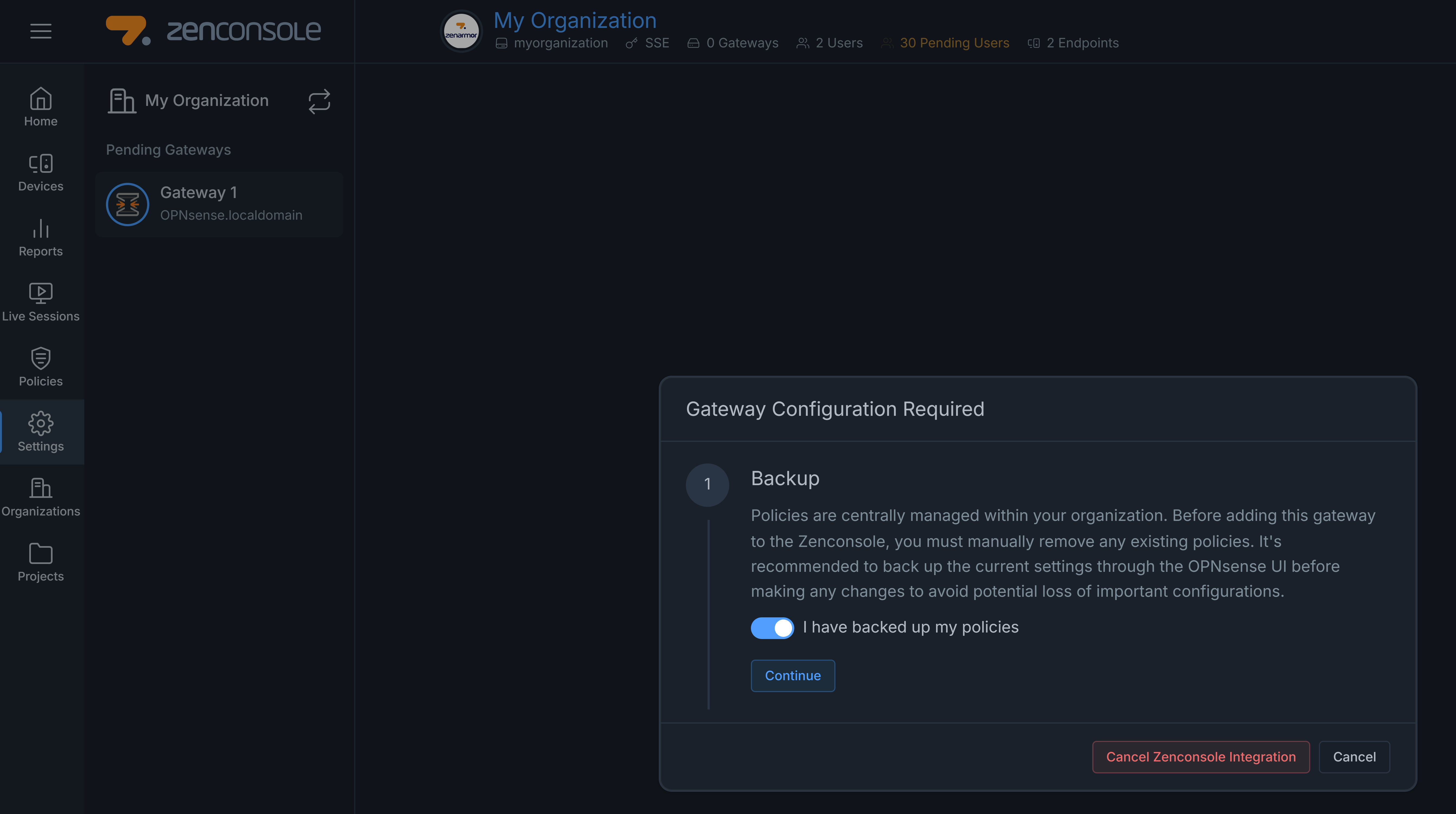 Backup policies
