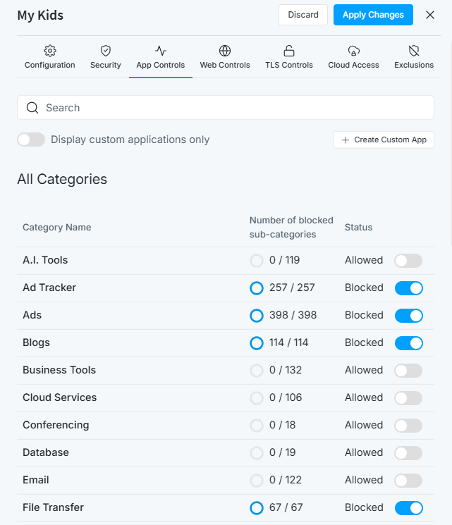 block ads-blogs-file-transfer App Categories