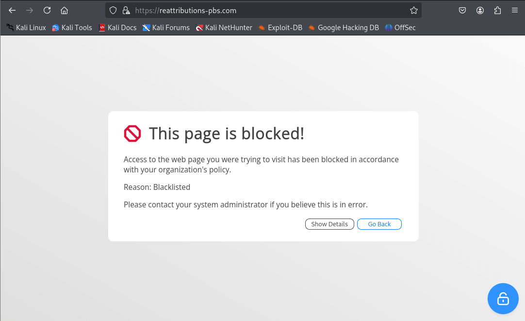Block Notification Page for Forbidden Domain Access Attempt