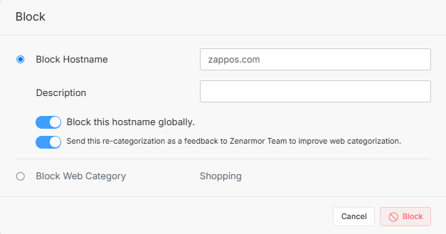Blocking Hostname via Live Sessions