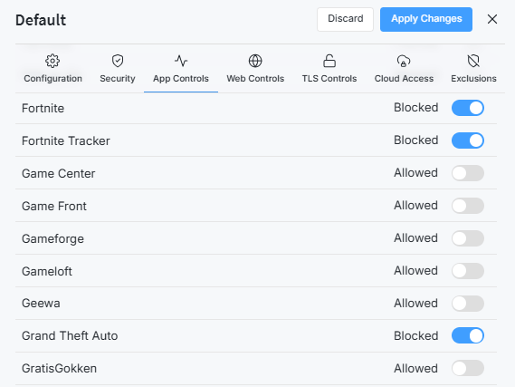Blocking individual gaming application