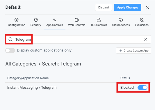 Blocking Telegram App Individually