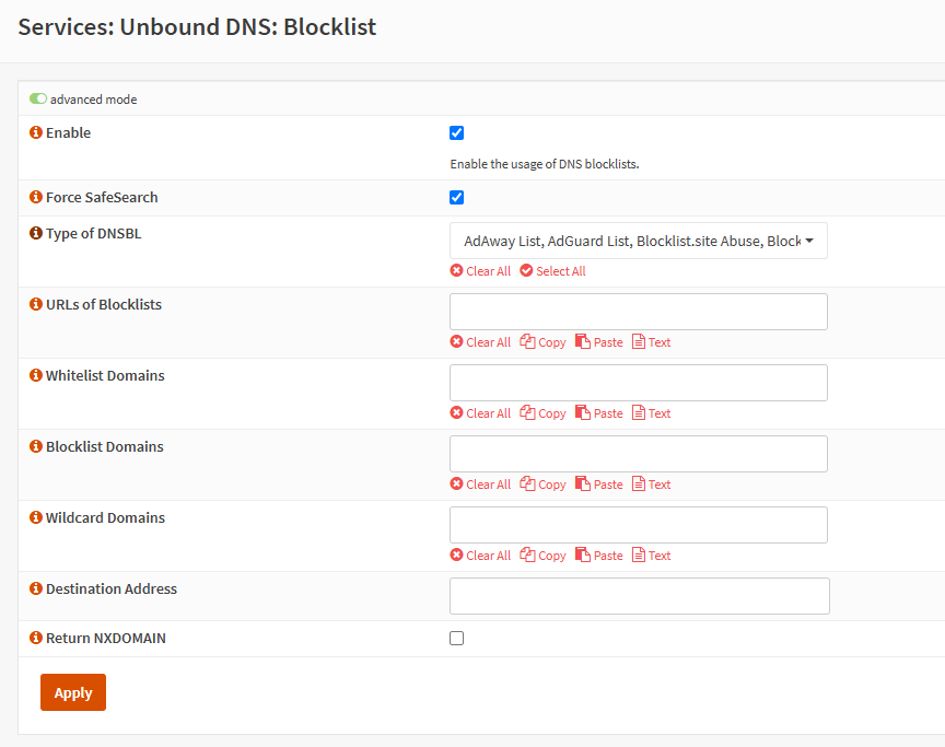 Blocklist Settings