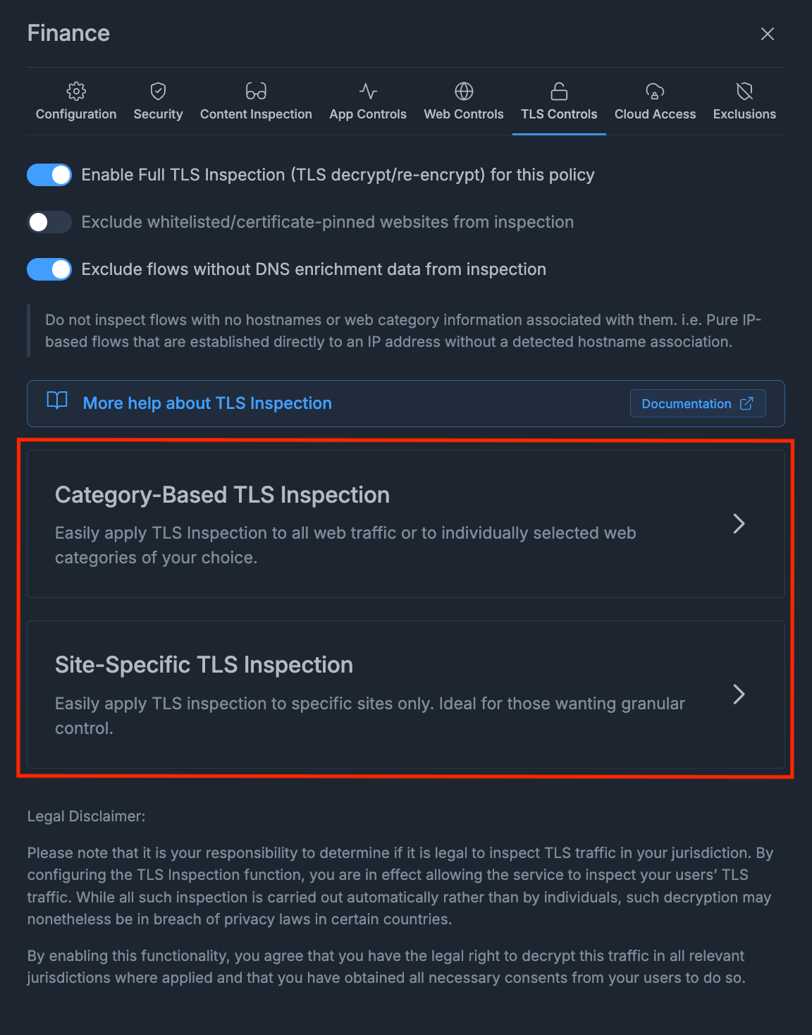 Two Methods for Selecting TLS Traffic