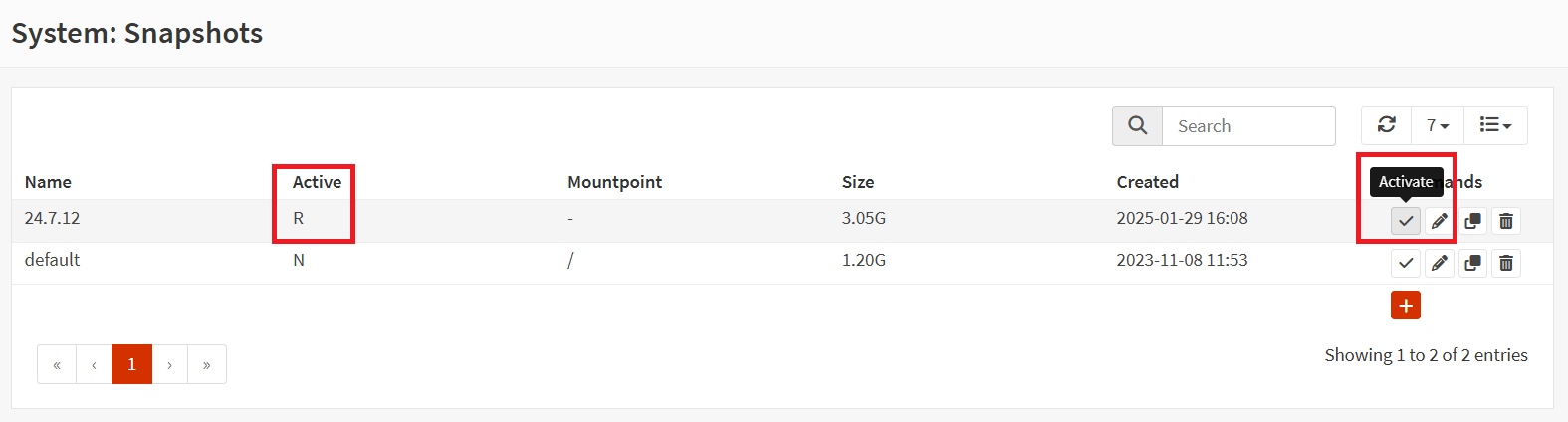 Change Active Snapshot