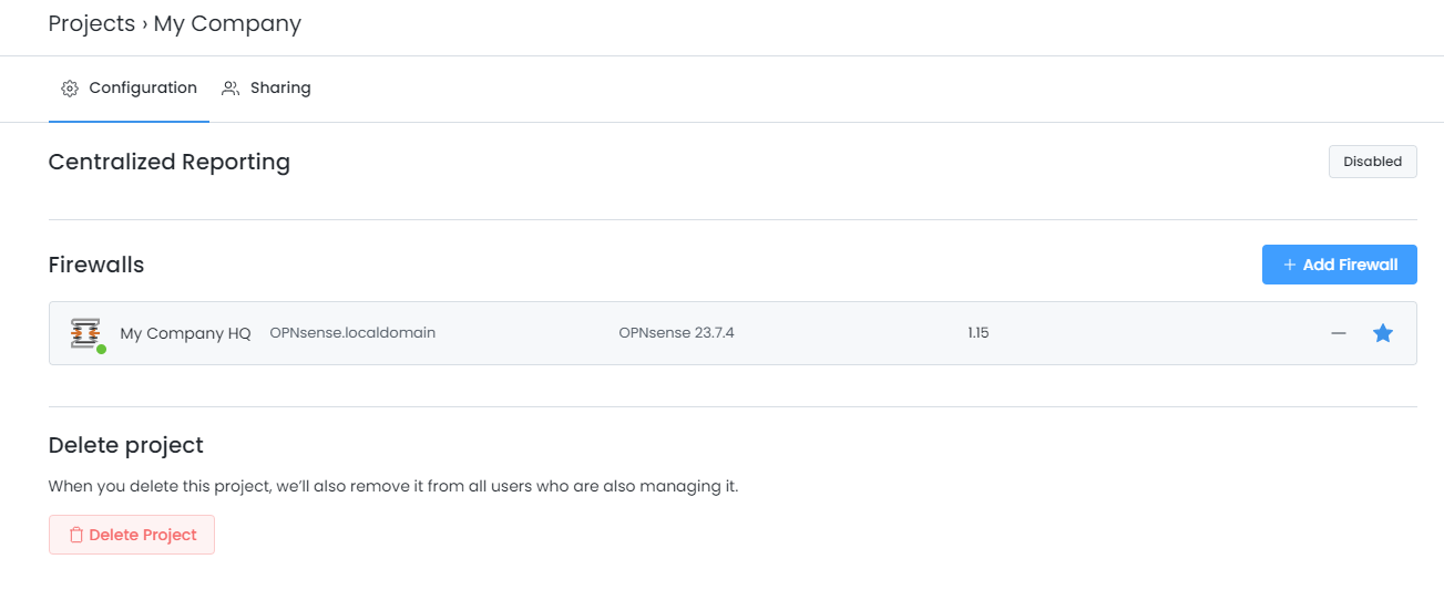 Zenconsole -Accessing Settings of a Zenarmor Project