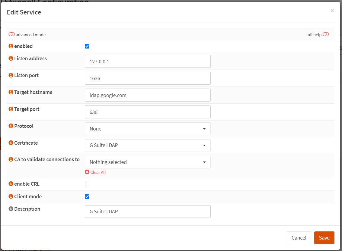 configuring stunnel