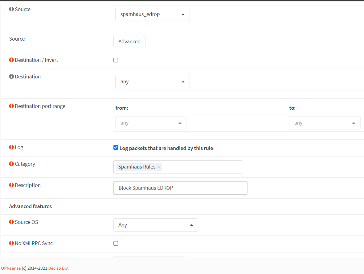 Creating firewall rule for blocking Spamhaus EDROP list