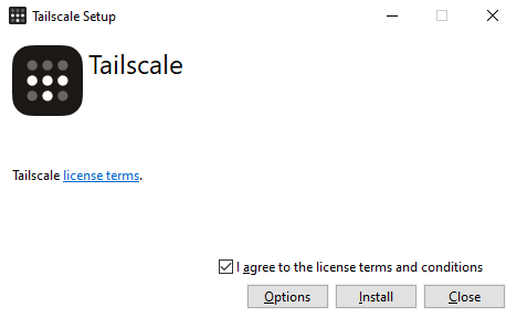 Akzeptieren Sie die Lizenzbedingungen von Tailscale
