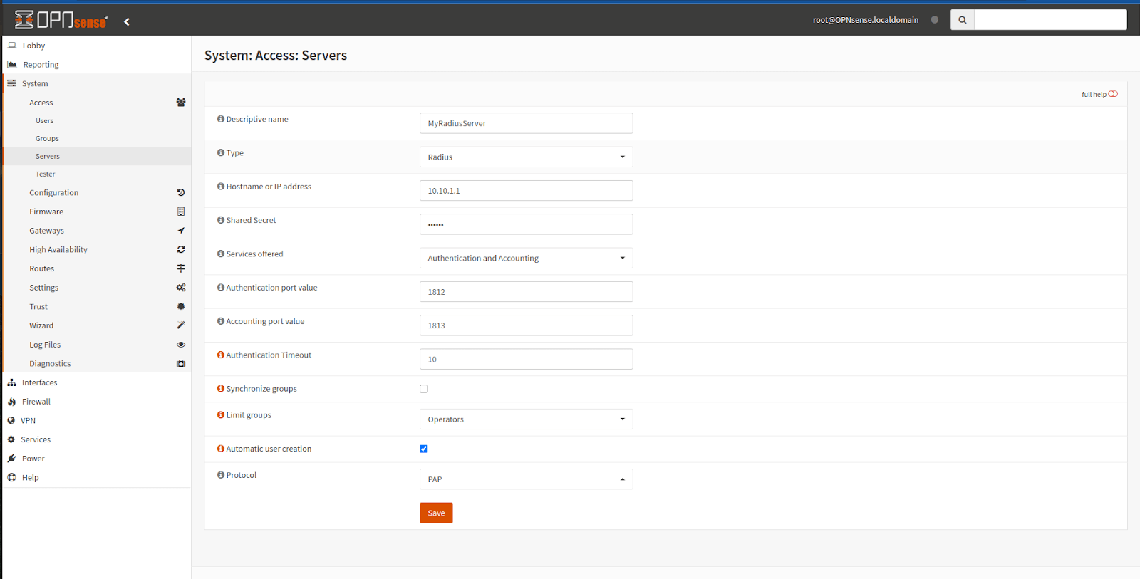 RADIUS-Server konfigurieren