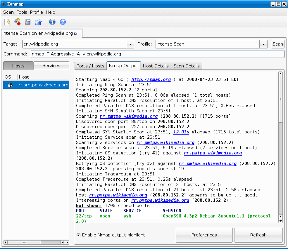 Nmap GUI Zenmap