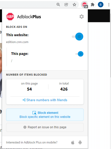 Verwalten von Adblock Plus für eine Website/Webseite