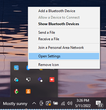 Zugriff auf Bluetooth-Einstellungen in Windows 10