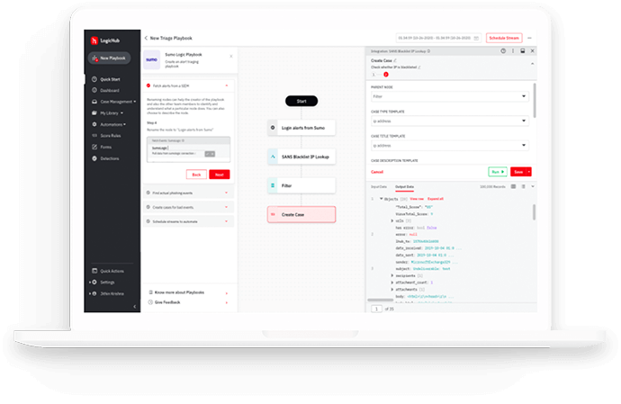 LogicHub SOAR Dashboard