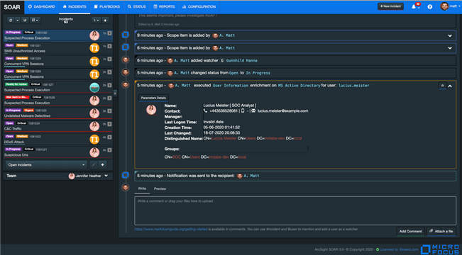 ArcSight SOAR Dashboard