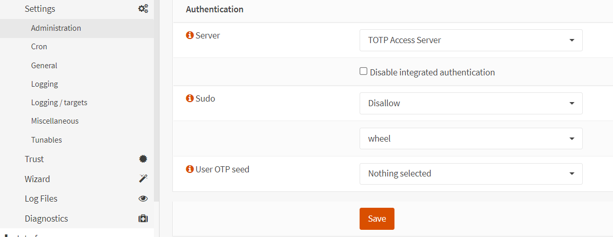 Aktivierung des TOTP-Authentifizierungsservers in OPNsense