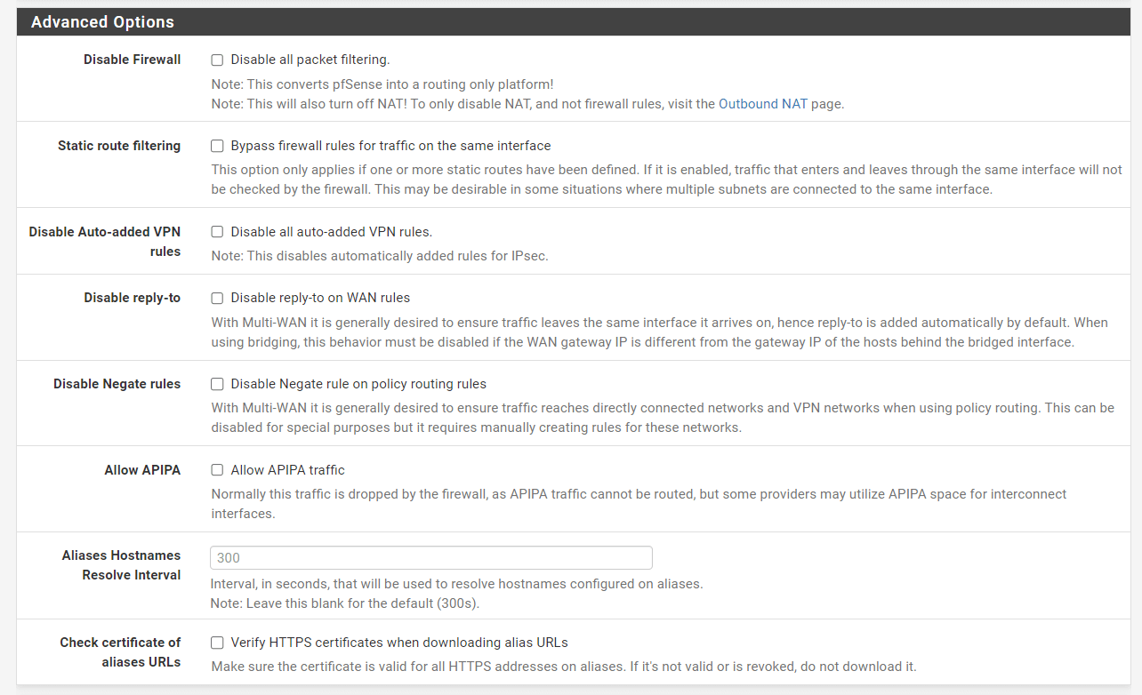 Option &quot;Aliases Hostnames Resolve Interval&quot; auf der pfSense-Firewall