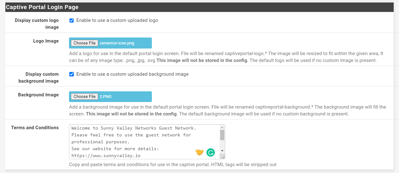 Konfiguration der Captive Portal-Login-Seite auf der pfSense-Firewall