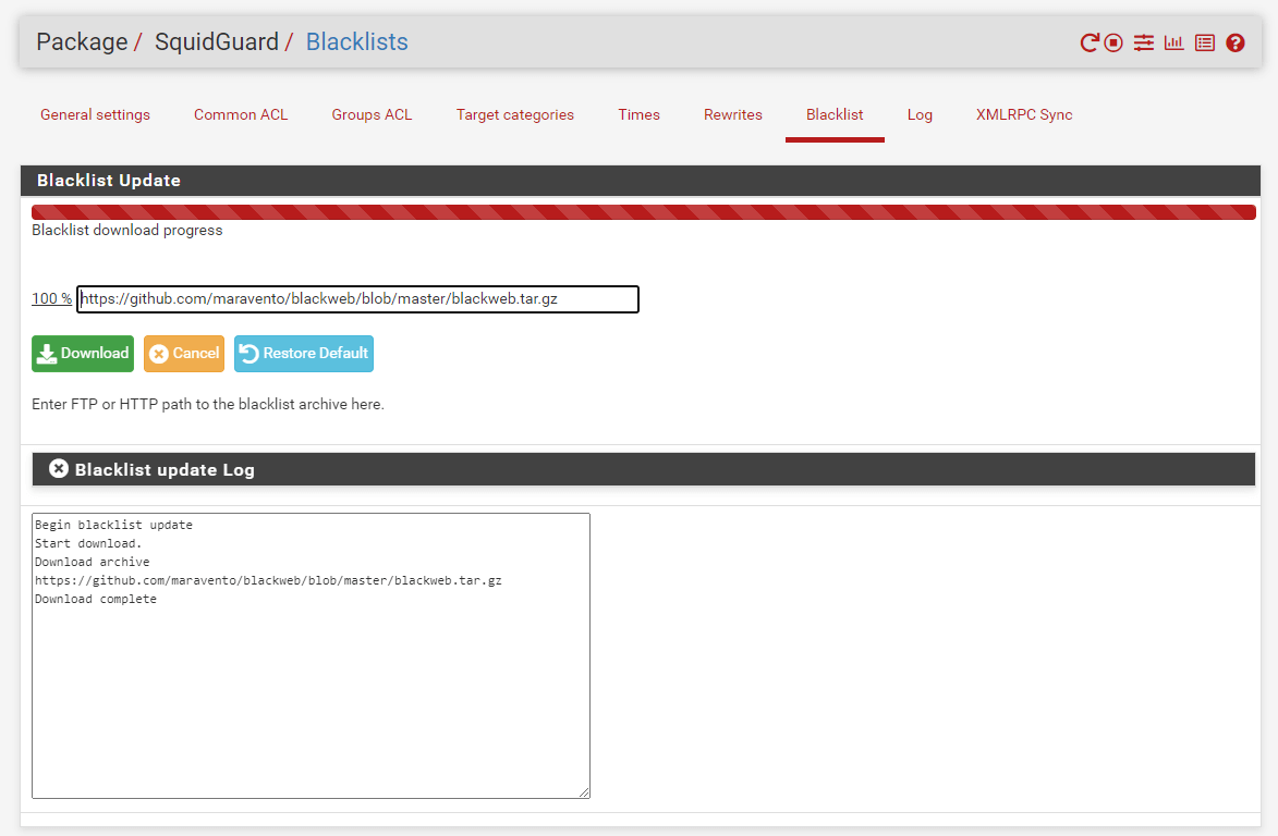 Herunterladen der Blacklist