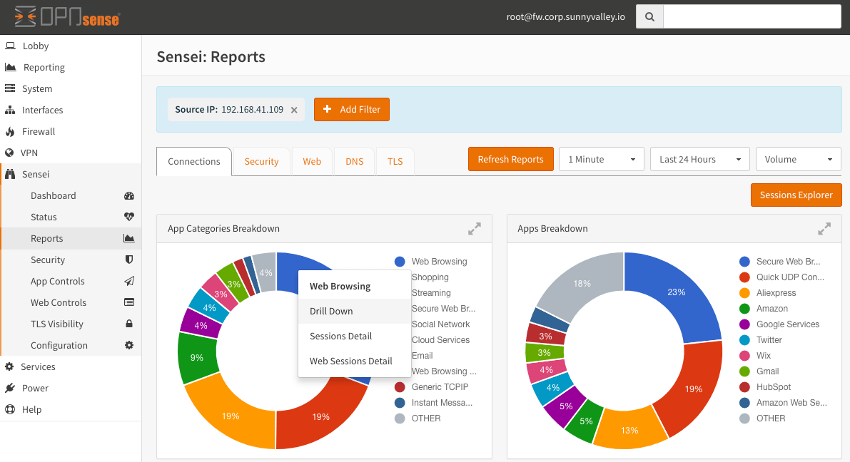 OPNsense Web-GUI mit Zenarmor-Plugin