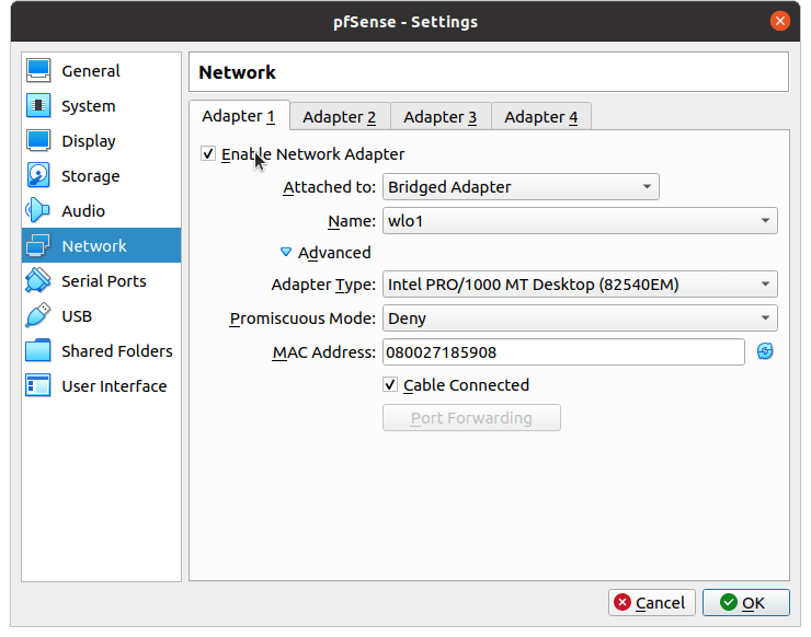 Netzwerke für pfSense®-Software-VM auf Virtual Box einrichten