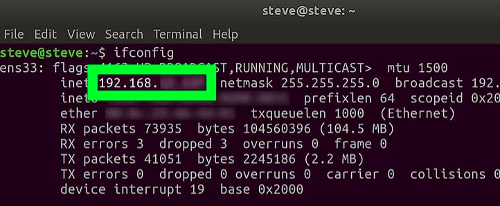 Erlernen der privaten IP-Adresse auf einem Linux
