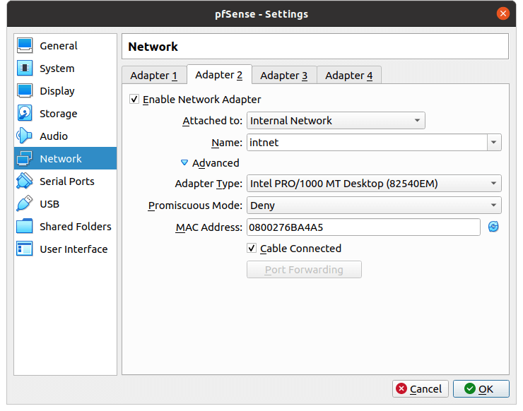 Netzwerke für pfSense®-Software-VM auf Virtual Box einrichten