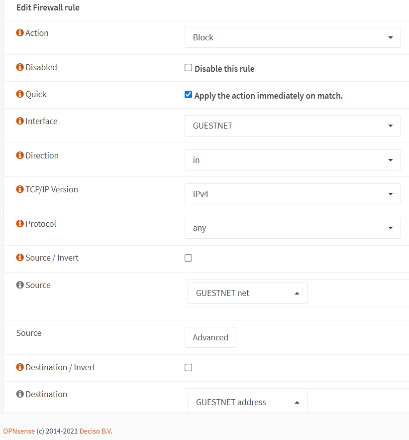 Blockierung des Firewall-Zugriffs von GuestNet auf OPNsense-1