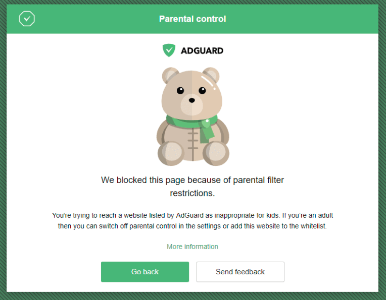 Seite aufgrund der Kindersicherung von AdGuard Home blockiert