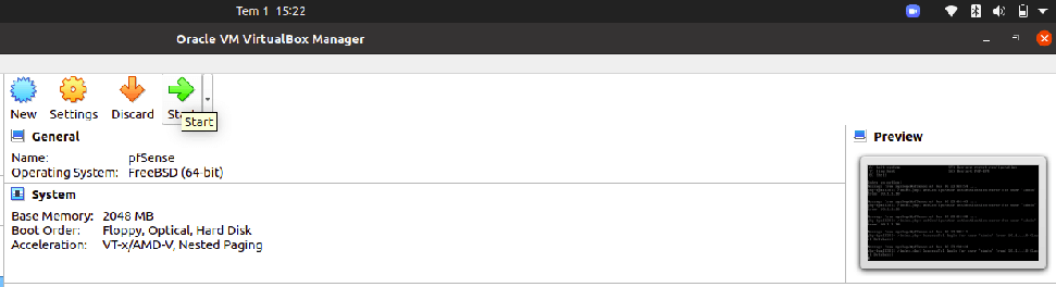 Starten der pfSense®-Software-VM auf Virtual Box