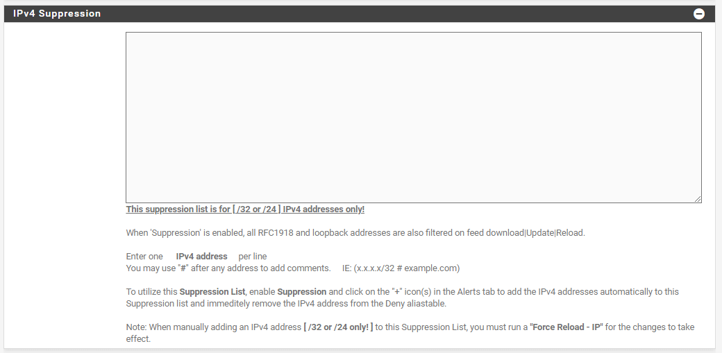 IPv4-Suppressionsliste