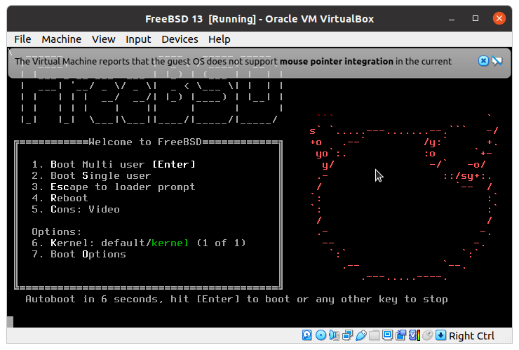 Booten von FreeBSD auf VirtualBox