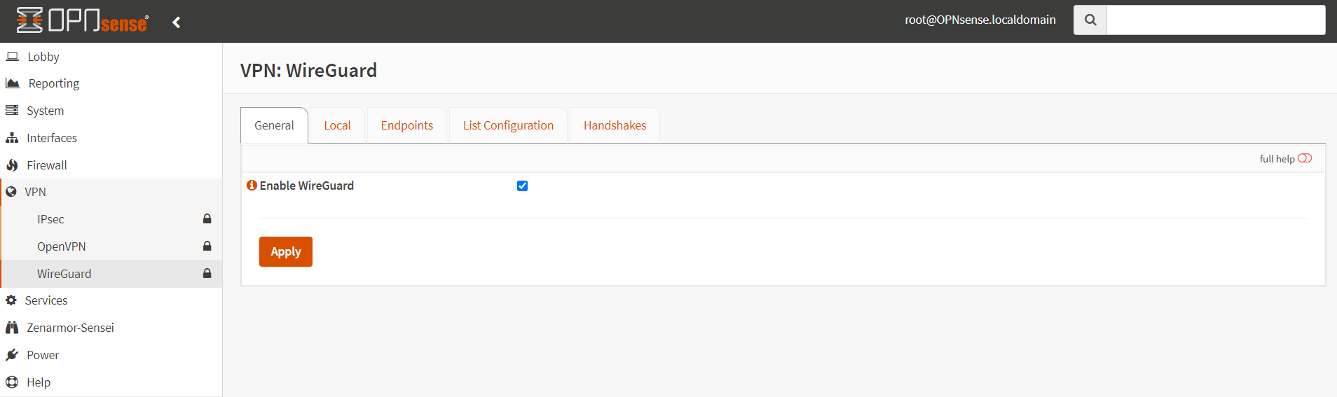 Aktivieren des WireGuard-Servers auf OPNsense