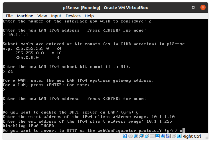 LAN-Einstellungen für pfSense® VM auf Virtual Box