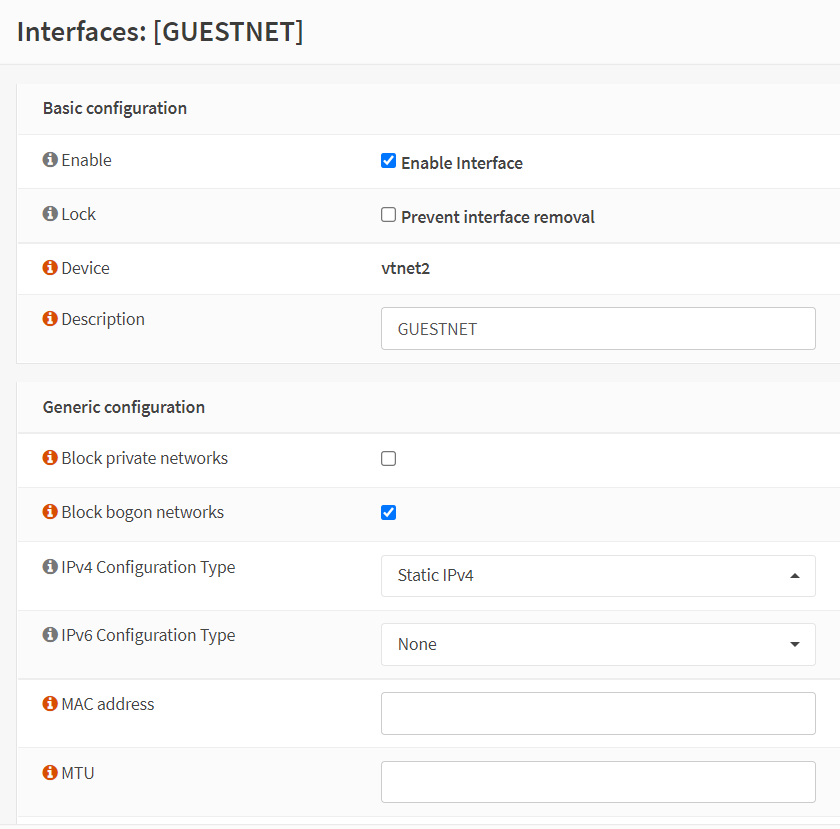 Aktivierung der GuestNet-Schnittstelle auf OPNsense