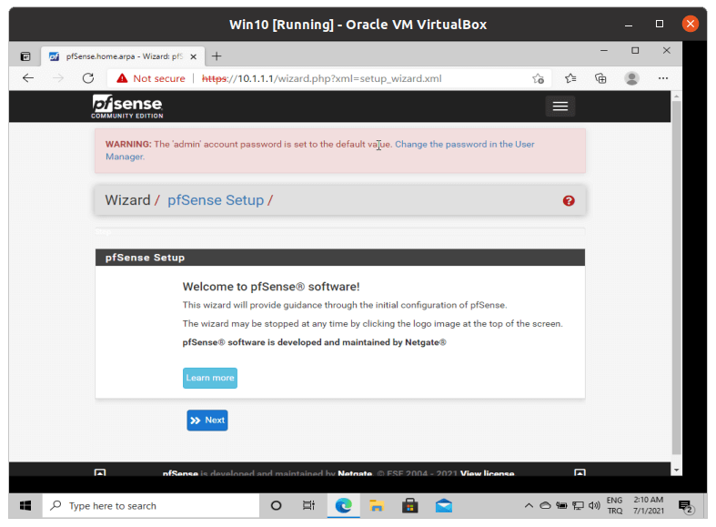 Willkommen bei pfSense® VM auf Virtual Box