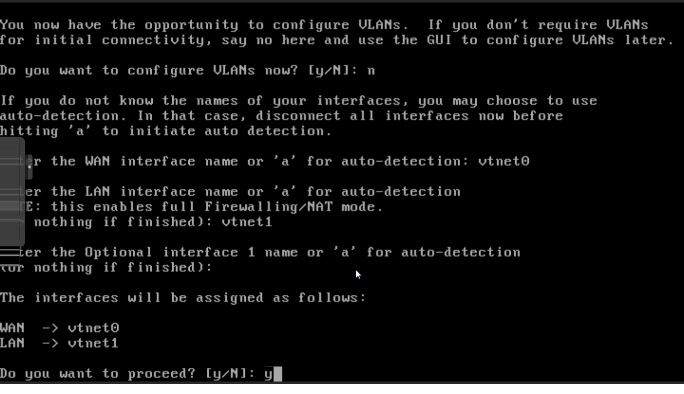 Bestätigen der Netzwerk-Schnittstellenzuweisungen auf OPNsense CLI